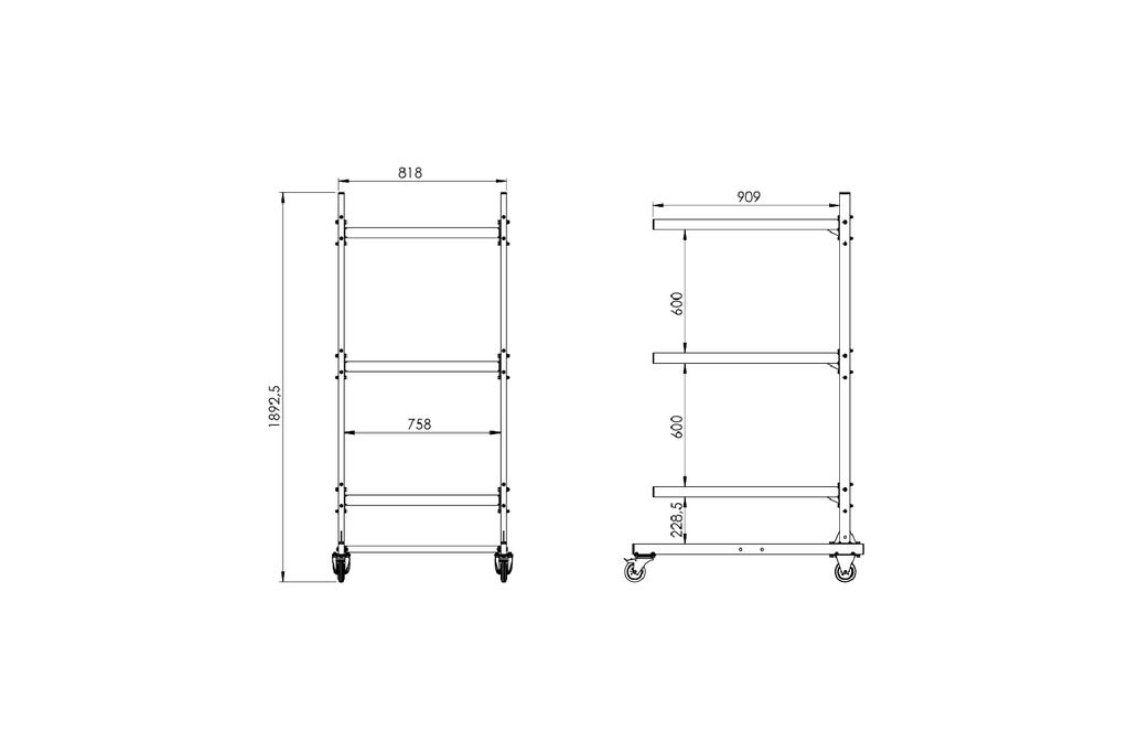 Porte-bagages de toit INTER PACK, pour 3 coffres, 1892,5 mm, 818 mm