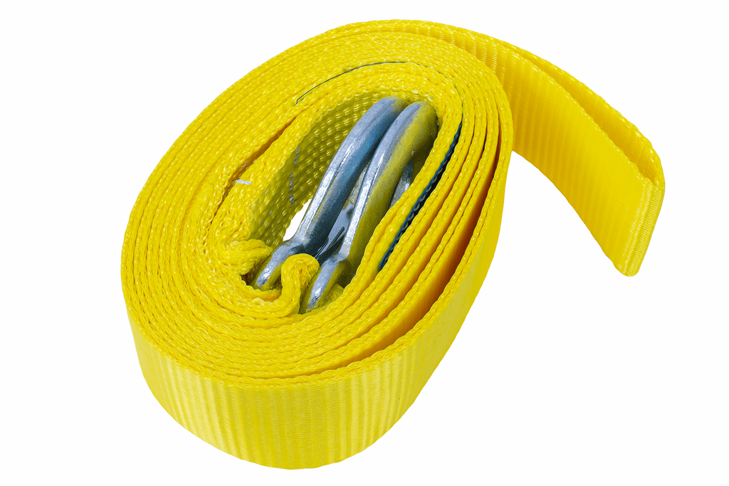 Corde de remorquage UNITRAILER avec crochets, sangle de remorquage 4,5 m/50 mm/3 t jaune
