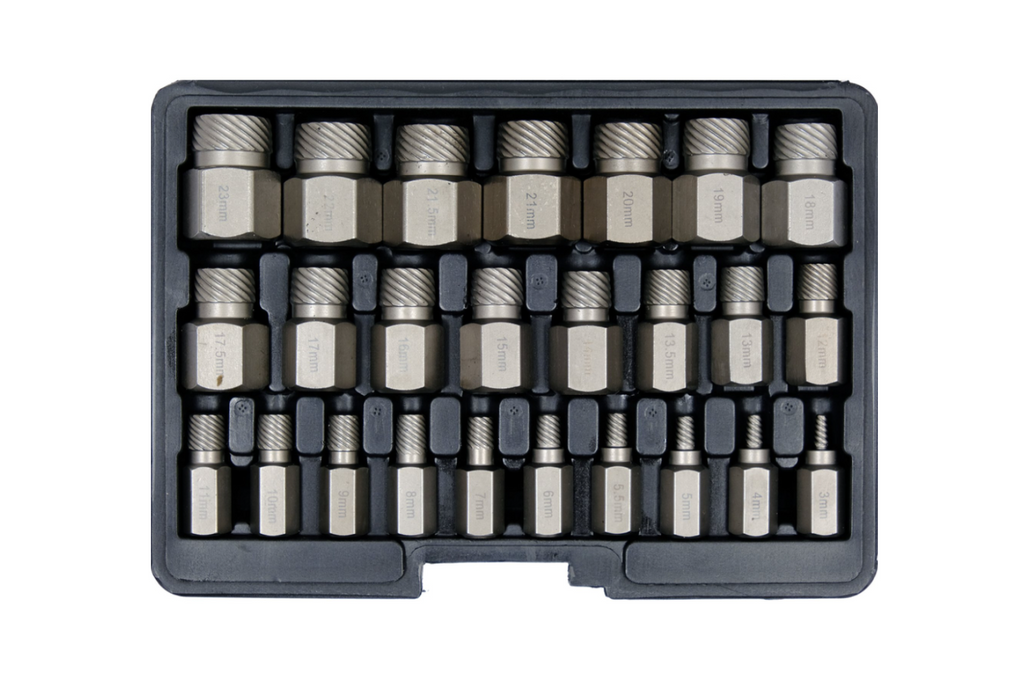 Schroefverwijderaars voor beschadigde binnenschroeven YATO YT-06034 3-23mm 25 stuks.