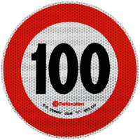 Naklejka nalepka odblaskowa LAMPA ograniczenie prędkości do 100 km/h znak B-33