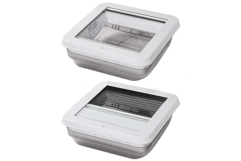 Fenêtre de toit ProPlus 610905V01 pour camping-car, aérateur de toit avec éclairage LED 400 x 400 mm