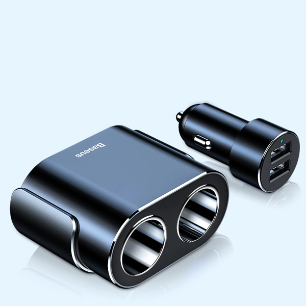 Chargeur de voiture haute efficacité BASEUS 2 ports USB + 2 prises allume-cigare 80 W