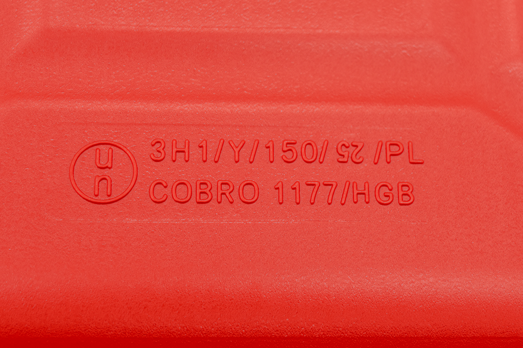 Bidon en plastique HERMON de 10 L avec entonnoir, rouge