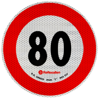 Naklejka nalepka odblaskowa LAMPA ograniczenie prędkości do 80 km/h znak B-33
