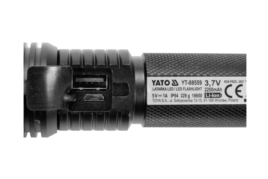 Latarka wielofunkcyjna YATO YT-08559 LED 900lm powerbank, otwieracz, młotek awaryjny