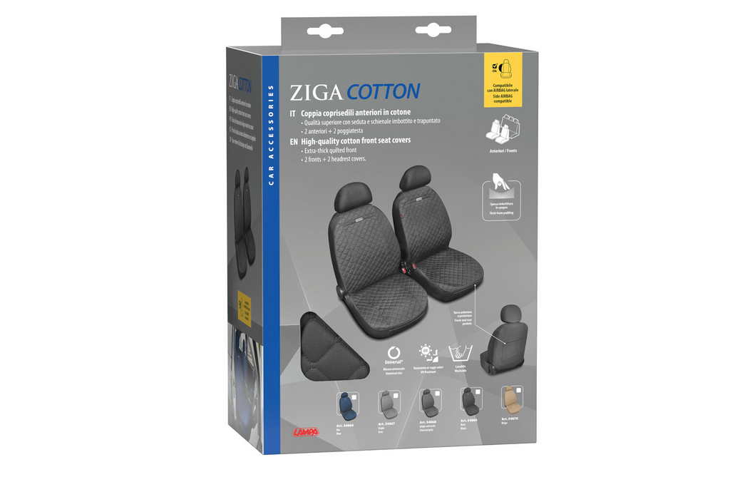 Housses de siège auto LAMPA Ziga, anthracite, pour les sièges avant