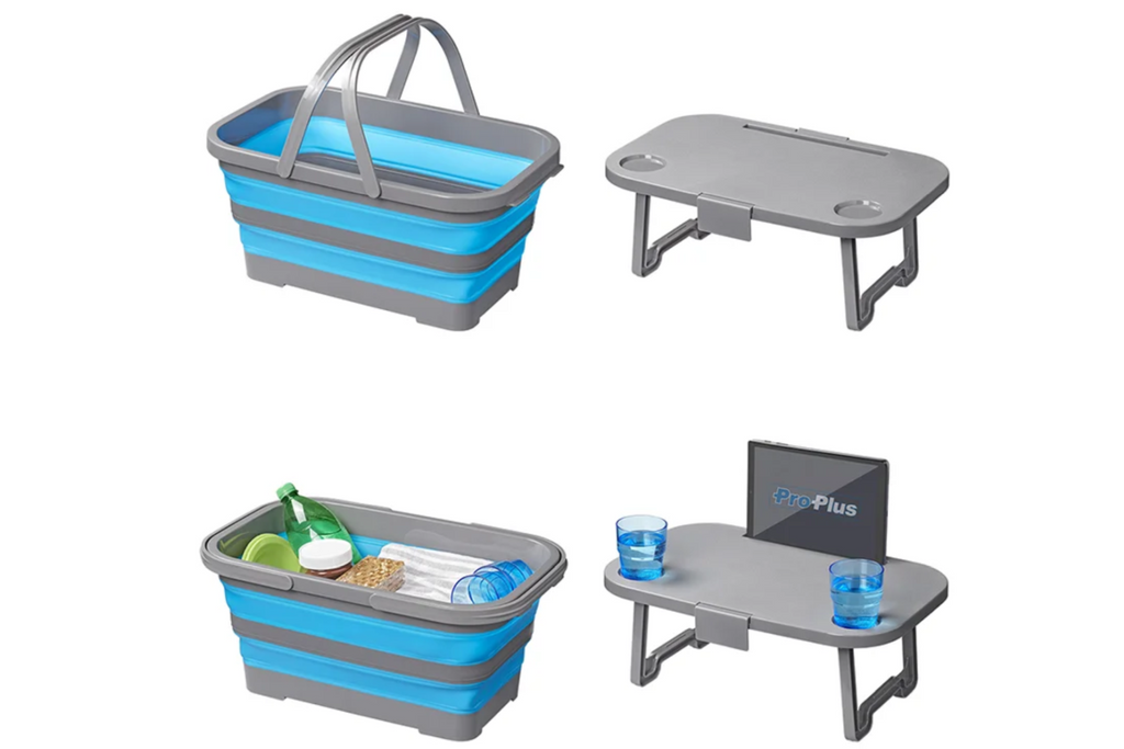 Panier de pique-nique pliable ProPlus 370315 avec couvercle et fonction table, 20 L