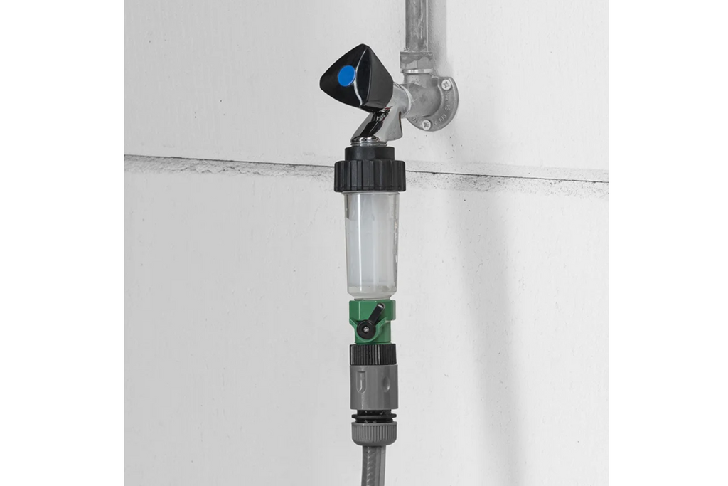 Filtre à eau ProPlus 150770 pour robinet/tuyau d'arrosage, connexion universelle avec filtre supplémentaire