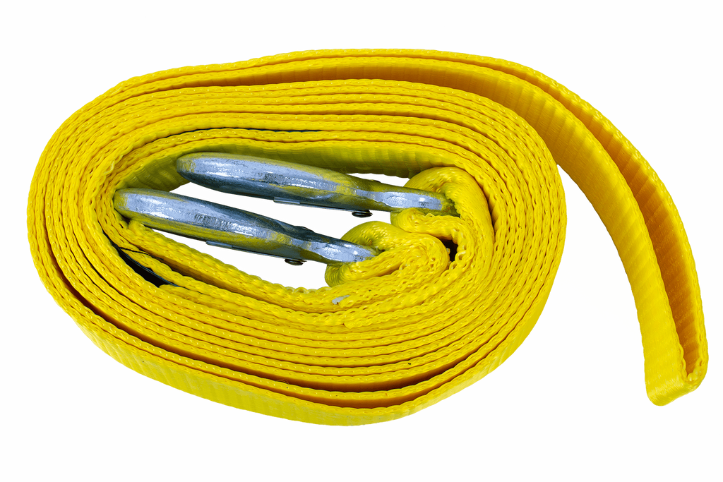 Corde de remorquage UNITRAILER avec crochets, sangle de remorquage 4,5 m/50 mm/5 t jaune
