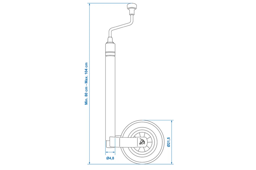 Roue jockey ProPlus 341510 150 kg 48 mm 800-1040 mm avec balance