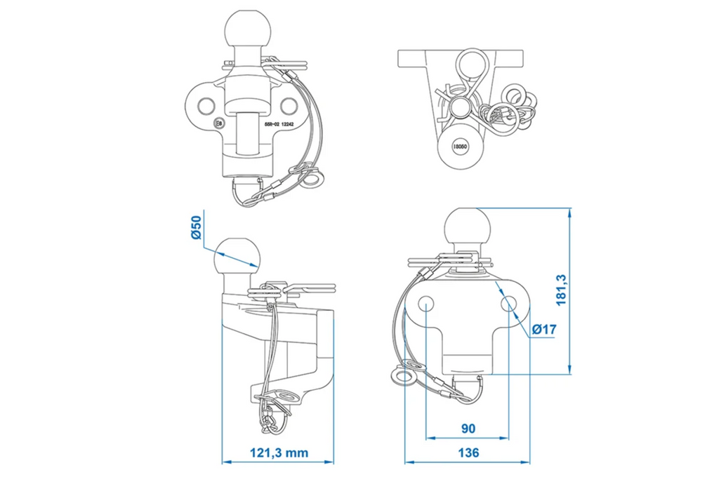 Boule d'attelage double fonction ProPlus 341213V01, 50 mm, 3500 kg