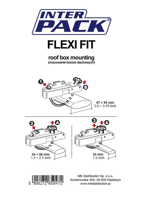 Cybanty uniwersalne Flexi Fit (komplet 4 szt) - mocowania do boxa dachowego