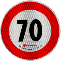 Naklejka nalepka odblaskowa LAMPA ograniczenie prędkości do 70 km/h znak B-33
