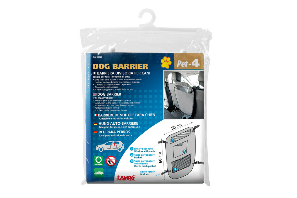 Cloison pour chien LAMP PET-4, barrière fixée aux sièges avant, 50 x 66 cm