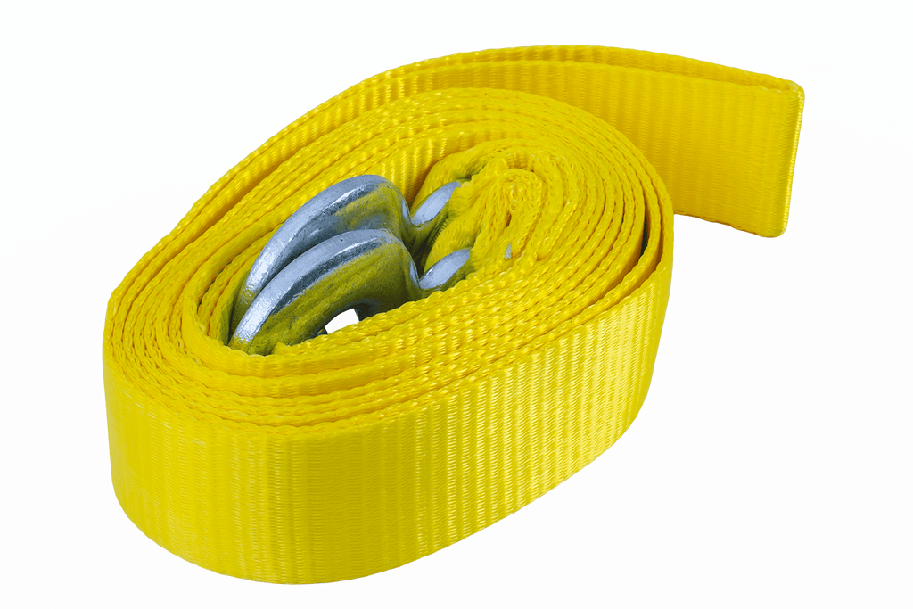 Corde de remorquage UNITRAILER avec crochets, sangle de remorquage 4,5 m/50 mm/5 t jaune