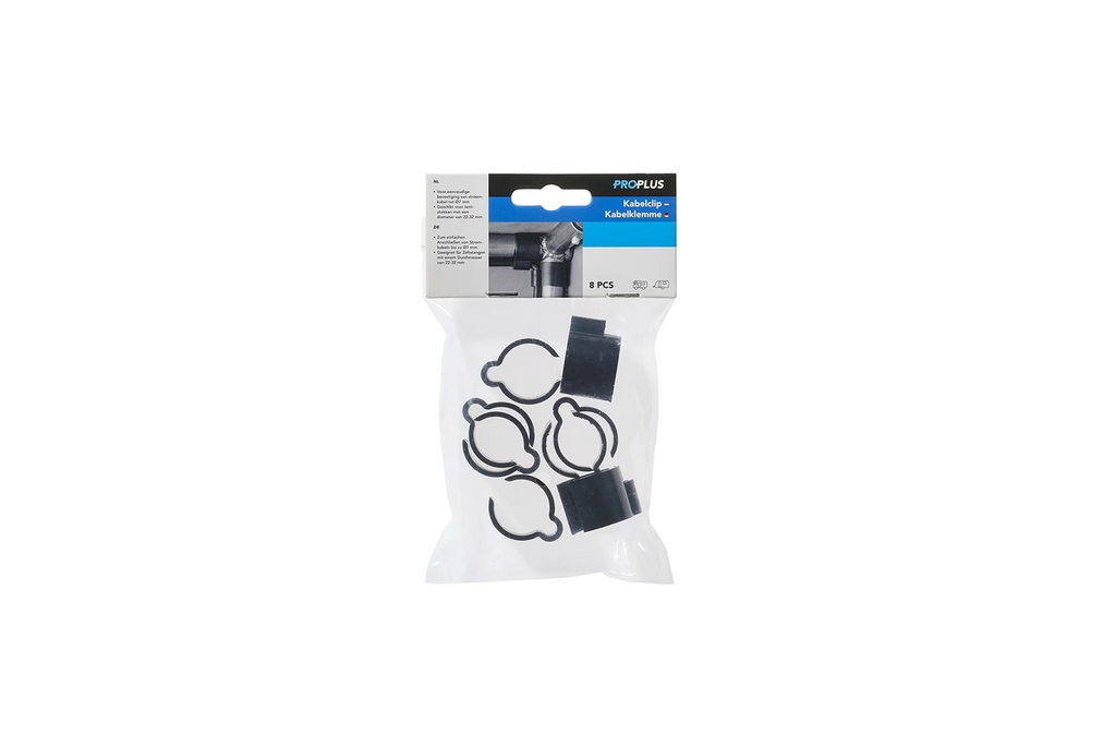 Lot de huit clips de maintien de câble ProPlus 366486, diamètre 22-32 mm