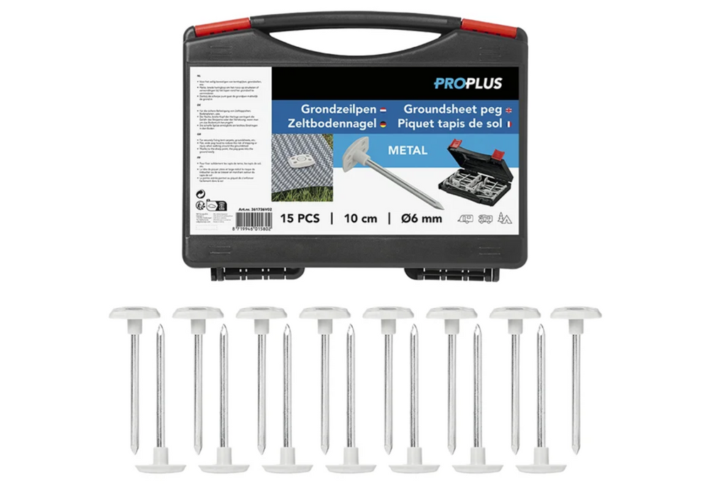 Set tentstokken ProPlus 361736V02 metalen stokken in een doos, 15 stuks.
