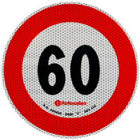 Naklejka nalepka odblaskowa LAMPA ograniczenie prędkości do 60 km/h znak B-33