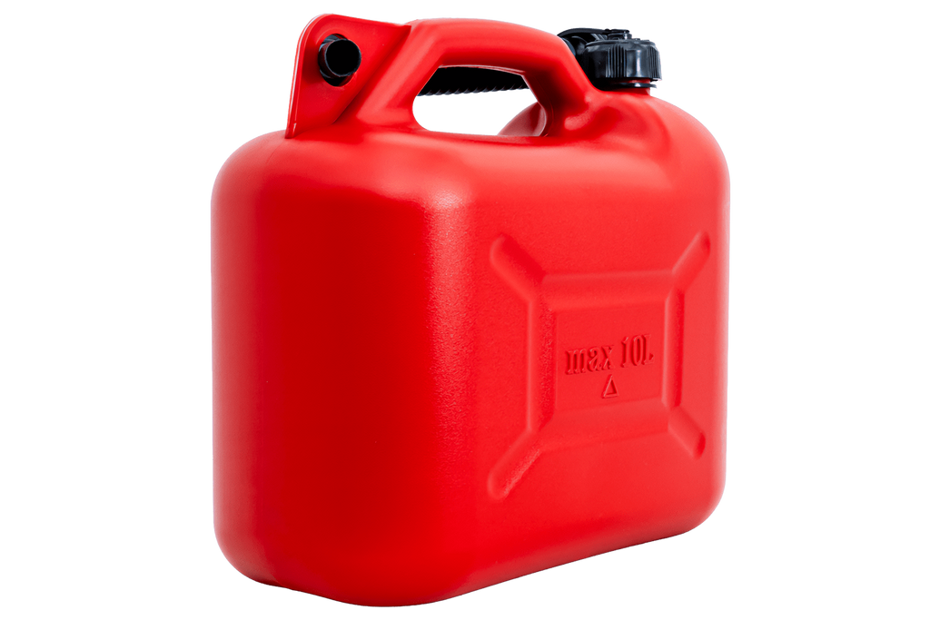 Bidon en plastique HERMON de 10 L avec entonnoir, rouge
