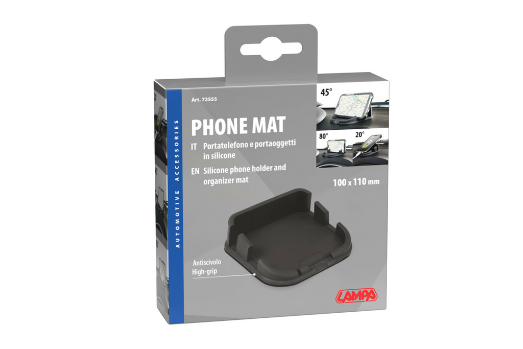 Tapis de téléphone LAMP, organisateur/support de voiture en silicone 110 x 110 mm