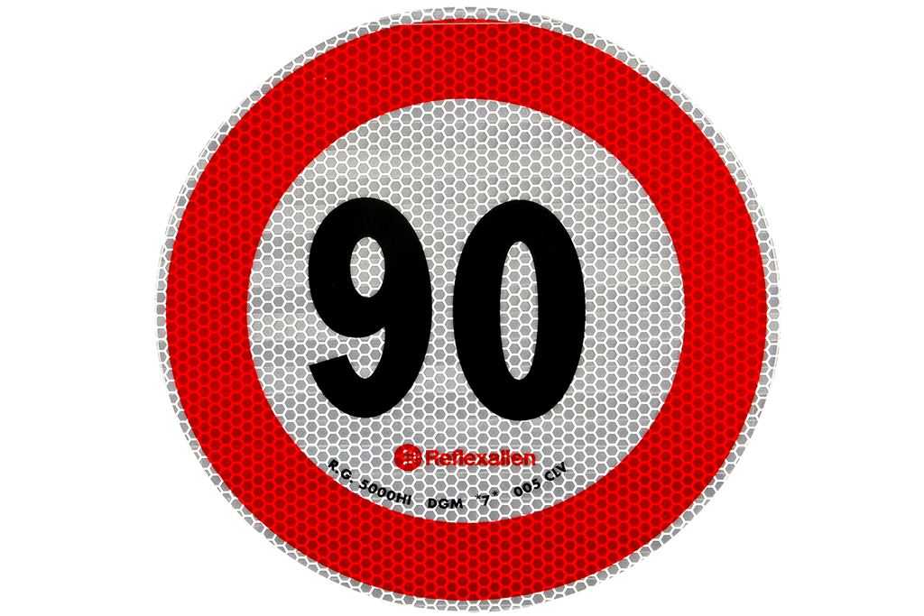 Reflecterende sticker LAMP snelheidslimiet 90 km/u bord B-33