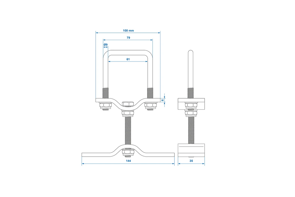 Support de roue de secours ProPlus pour remorque, profil 60x60 mm
