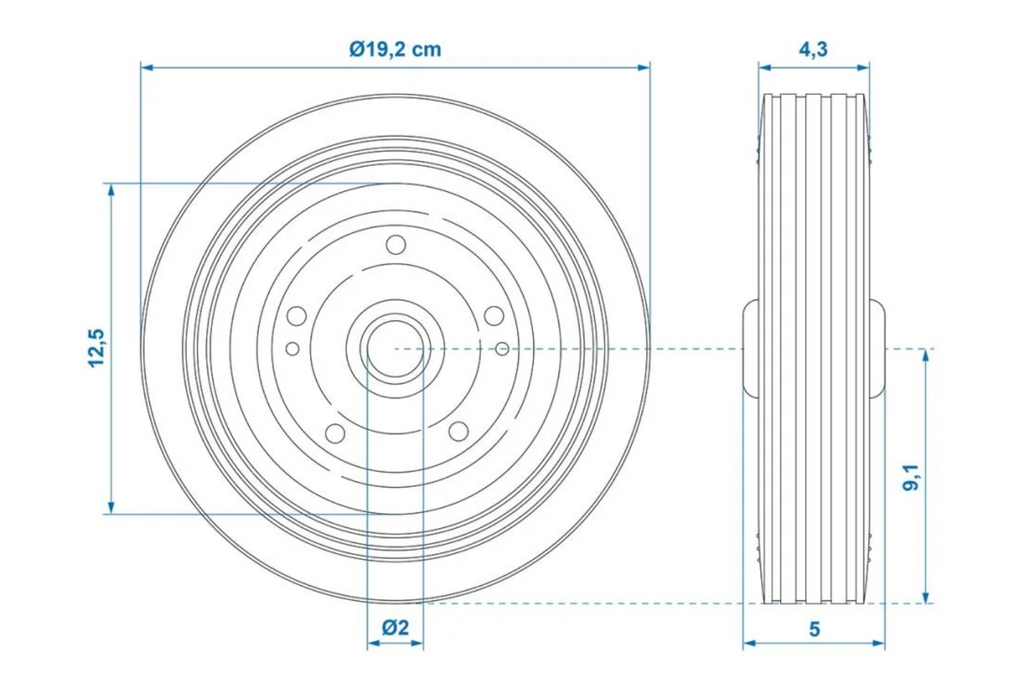Koło zapasowe do koła podporowego ProPlus 341540 z pełnej gumy 200x50mm