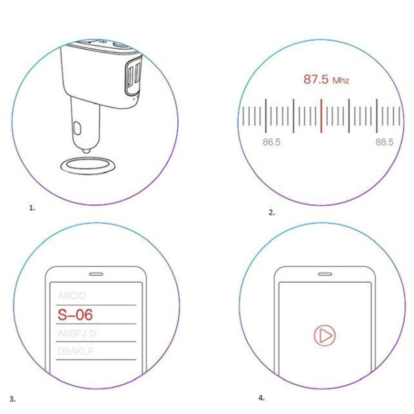 BASEUS T-type FM-transmitter Bluetooth 4.2 MP3 + autolader 2x USB 3.4A