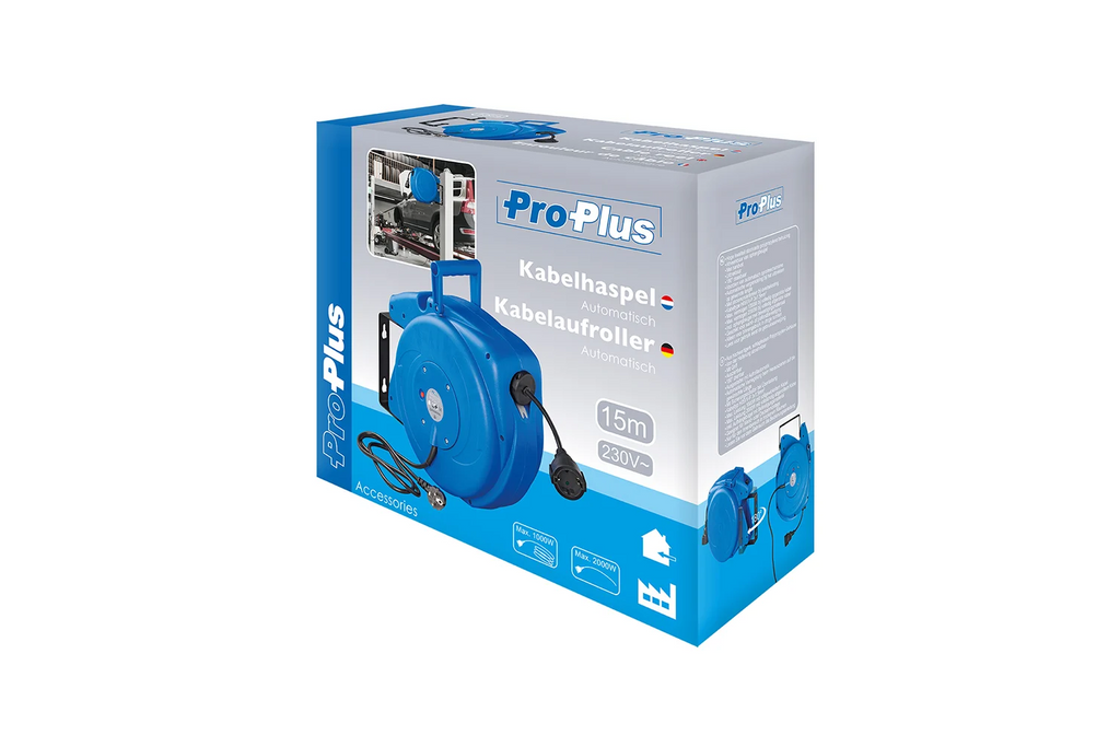 ProPlus 580786 automatische oprolkabel, 15 meter kabel