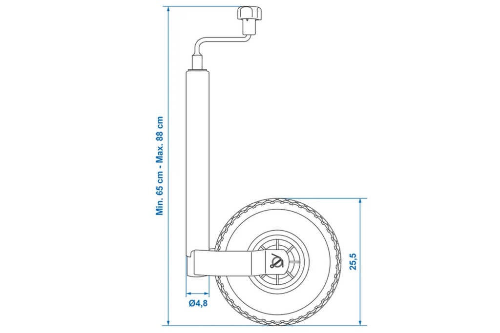 Roue jockey ProPlus 341507 150 kg 48 mm 650-880 mm