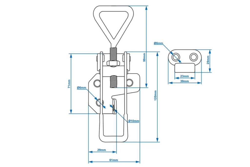 Attelage latéral avec fermoir ProPlus 342114, fermeture latérale complète pour remorque 160-180 mm