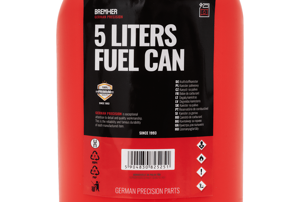 Bidon en plastique HERMON de 5 L avec entonnoir, rouge