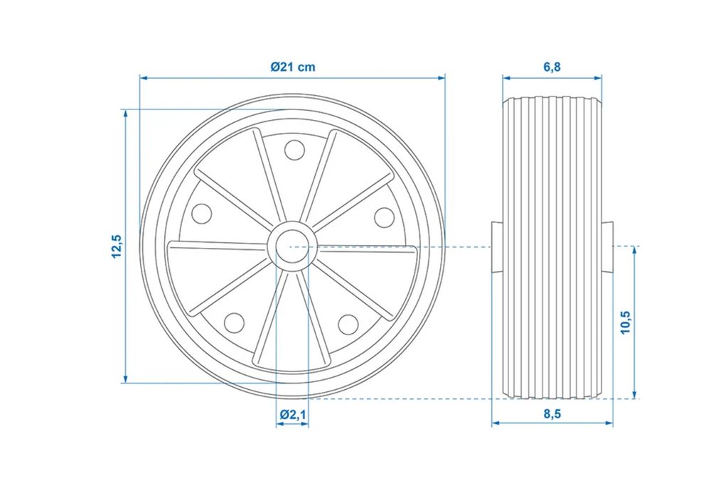 Roue de secours pour ProPlus 341549, roue jockey en caoutchouc plein 220x70 mm