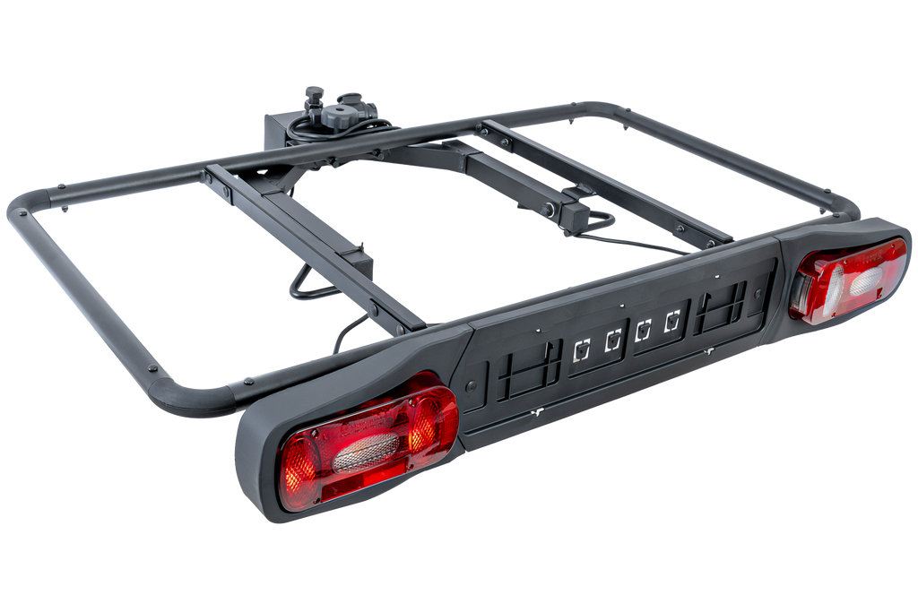 Plateforme avec coffre de remorquage + adaptateur pour le transport de 3 vélos Inter Pack Re-Cargo
