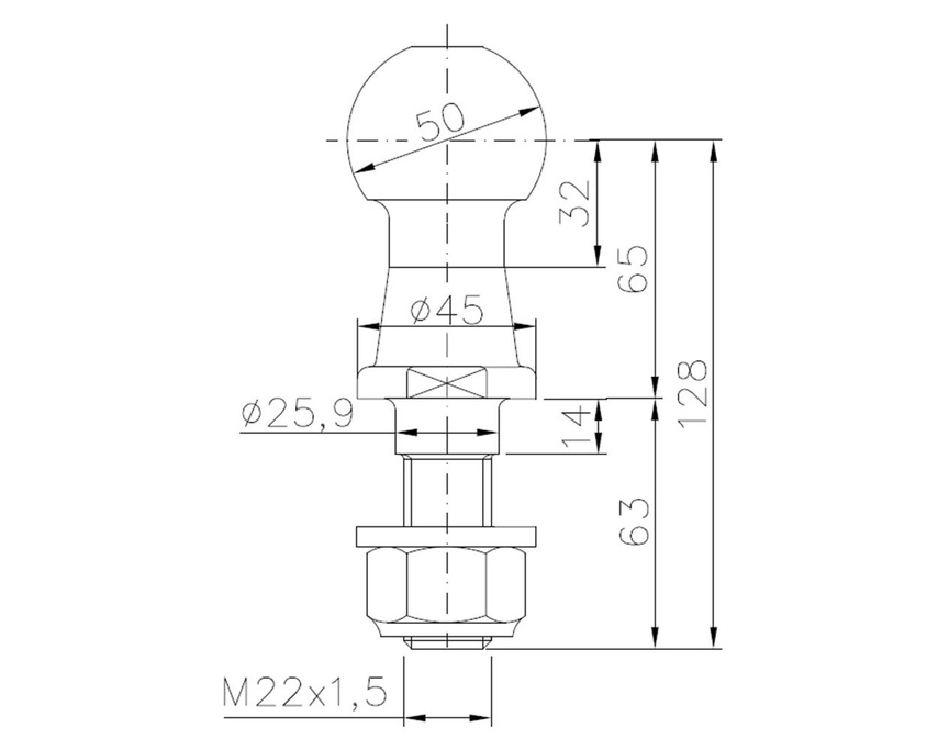 Boule d'attelage WINTERHOFF 50 mm 3500 kg