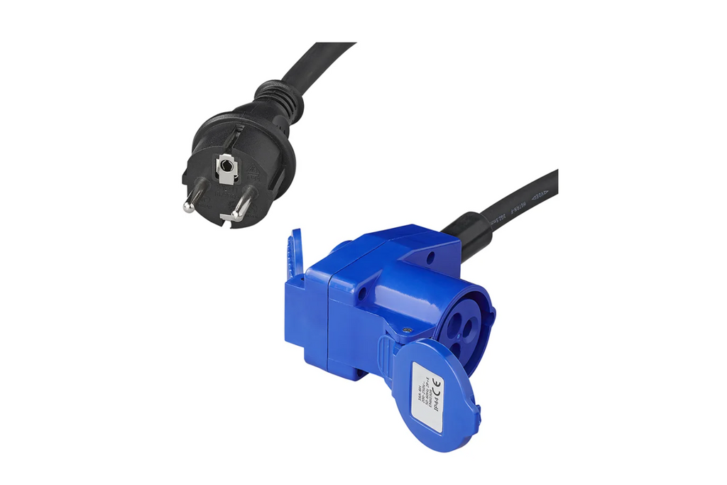 Adaptateur avec fiche Schuko pour connecteur coudé CEE + prise Schuko Proplus 373528, câble de 40 cm