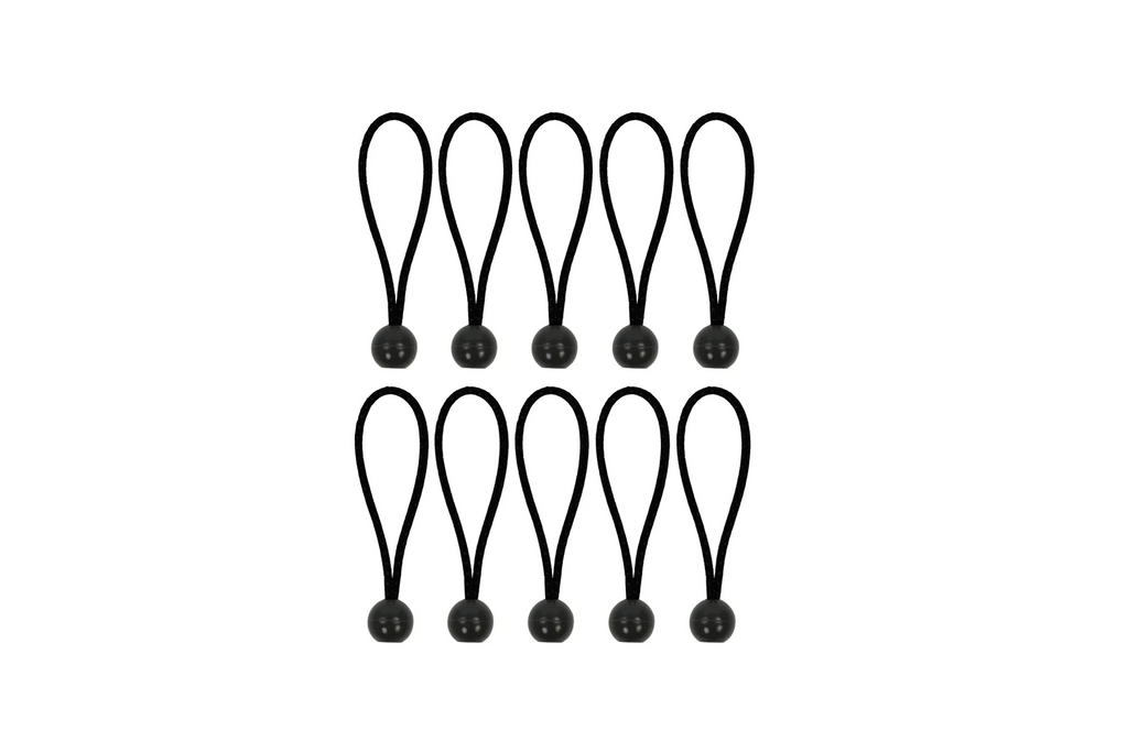 Set touwen voor het vastzetten van tentluifels ProPlus 365644 rubberen touwen met bol 15 cm 10 stuks.