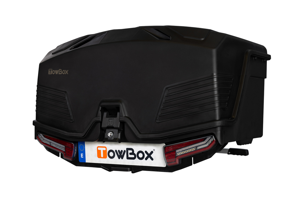 Towbox Alpha urban zwart - bagagebox voor montage op de trekhaak