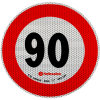 Naklejka nalepka odblaskowa LAMPA ograniczenie prędkości do 90 km/h znak B-33