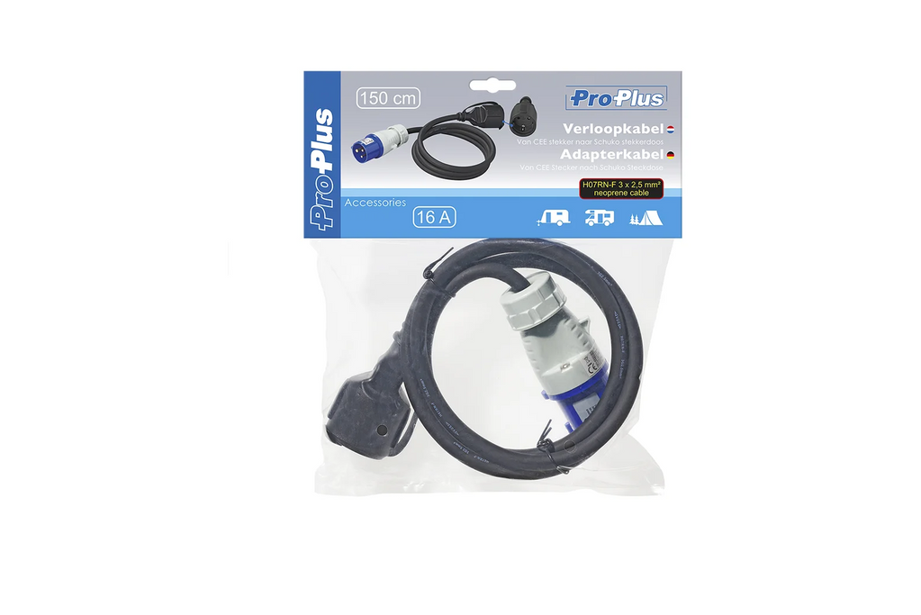 Adaptateur avec prise et fiche CEE avec contact de protection 16 A 230 V ProPlus 373530DE, câble de 150 cm