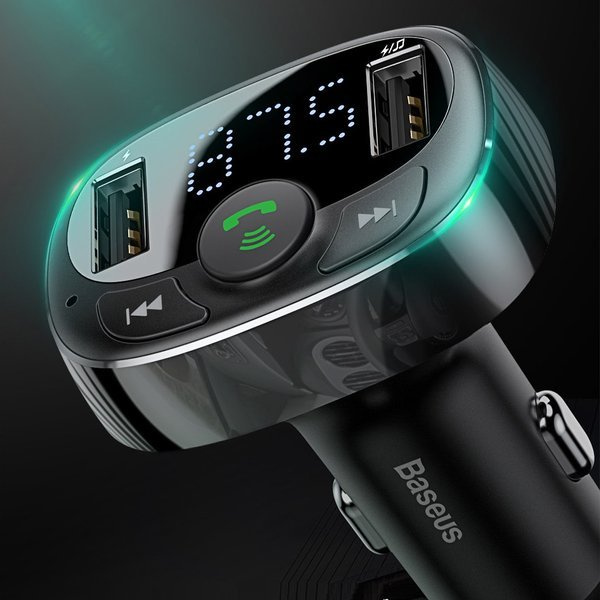 Émetteur FM BASEUS type T, Bluetooth 4.2, lecteur MP3 + chargeur de voiture, 2 ports USB 3,4 A