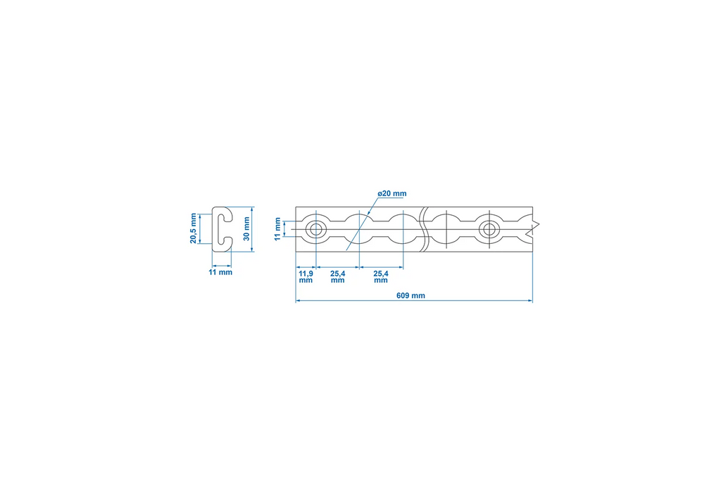 Rail de chargement ProPlus 342172 pour avion, rail de chargement en aluminium, 30 cm