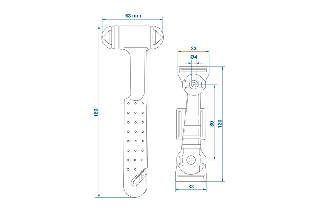 Marteau à vitre de sécurité ProPlus 540050, couteau à ceinture de sécurité