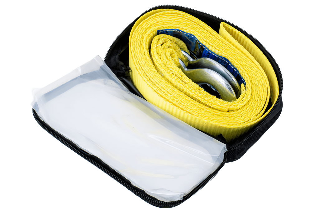 Corde de remorquage UNITRAILER avec crochets, sangle de remorquage 4,5 m/50 mm/3 t jaune