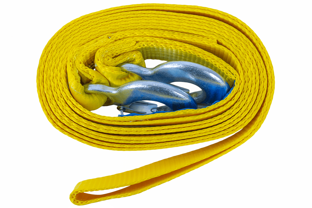 Corde de remorquage UNITRAILER avec crochets, sangle de remorquage 5 m/50 mm/6 t jaune