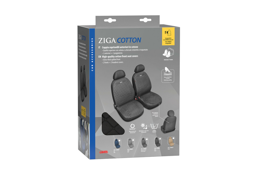 Pokrowce na fotele samochodowe LAMPA Ziga czarne, na przednie siedzenia