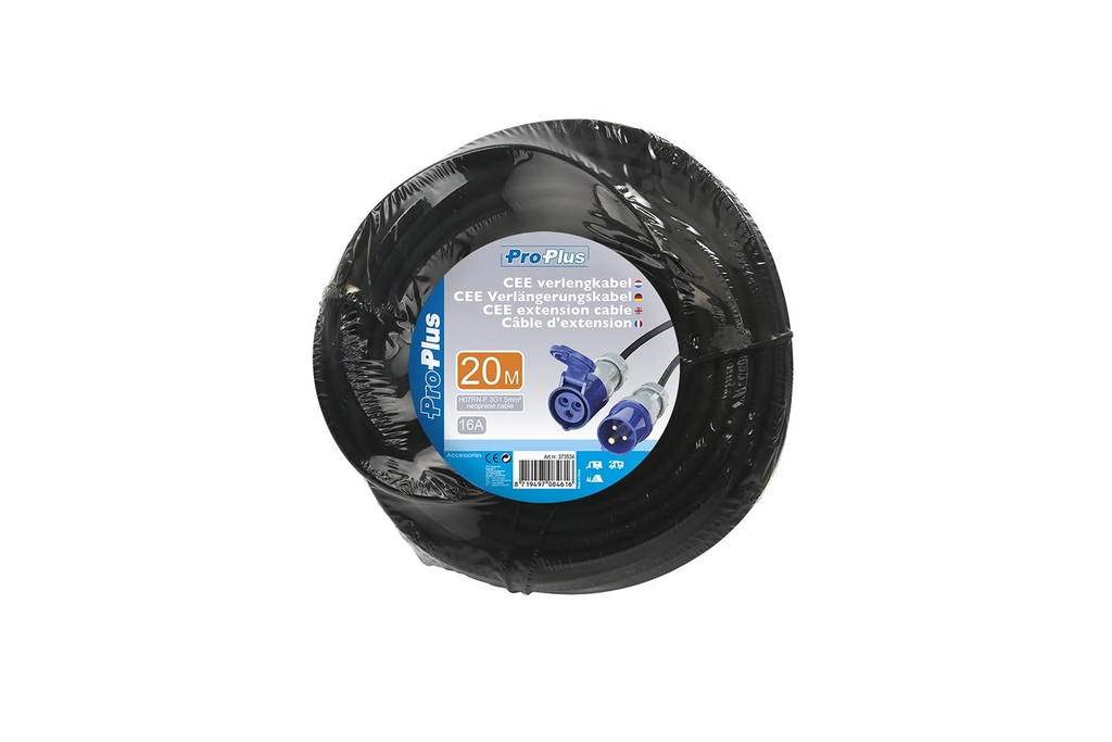 Rallonge de camping ProPlus, prise et fiche CEE, 16 A, 20 m