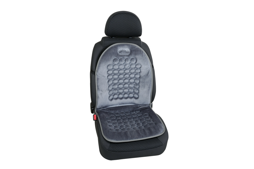 Coussin de siège auto LAMPA en velours magnétique, gris, effet massage
