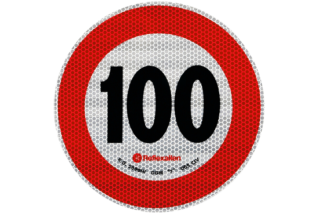 Reflecterende sticker LAMP snelheidslimiet 100 km/u bord B-33