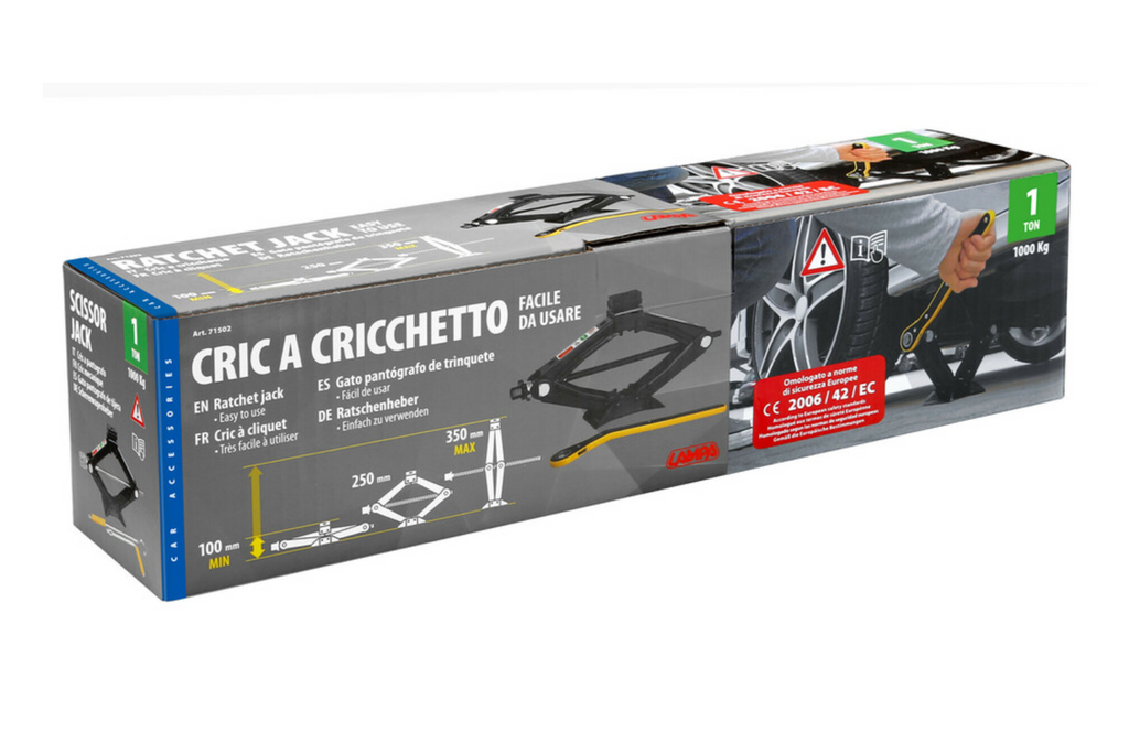 Trapeziumvormige krik met ratel LAMPA autokrik 1T